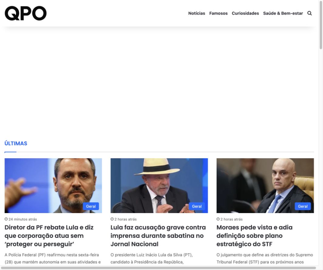 Prévia da página inicial do QPO